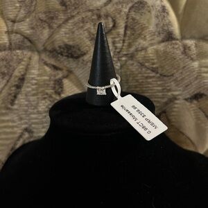 925 Sterling Silver Princess-Cut Moissanite Eternity Ring - Size 9